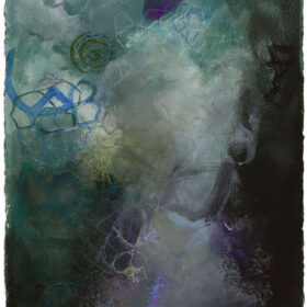 “Garden of Nyx #1“, 30 x 23 inches, mixed media on paper, 2021-2023