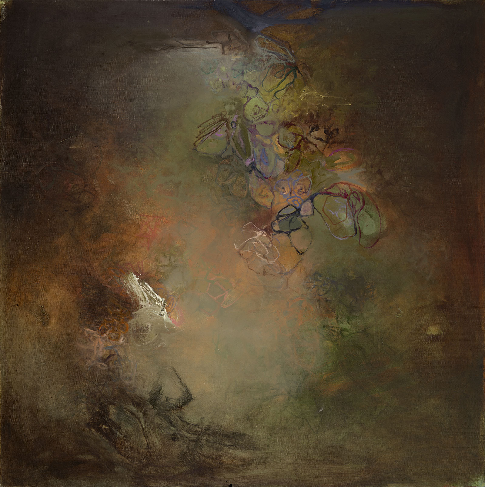 “In a Specific Moment (for Elizabeth Russell)“, 36 x 36 inches, oil on linen, 2022-2023