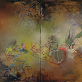 “Subterrane #2“, 16 x 20 inches, oil on canvas diptych, 2023