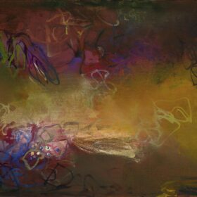 “Subterrane #1“, 11 x 42 inches, oil on canvas, 2023