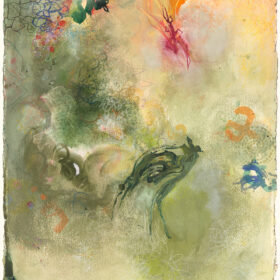 “During October“, 30.5 x 22.5 inches, mixed media on paper, 2021-2025